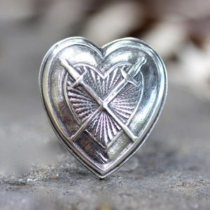 Sterling Silber Herz Ring Zwei der Schwerter Tarot Ring Hexe Ring Hexe Schmuck Herz Ring Herz Schwerter Ring Sacred Heart Schwerter Ring