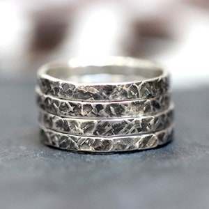 Simple Silver Ring One Ring Silver Stacking Ring Textured Silver Ring Band Silver Rings Stackable Rings Hammered Ring Stacking Bands Silver