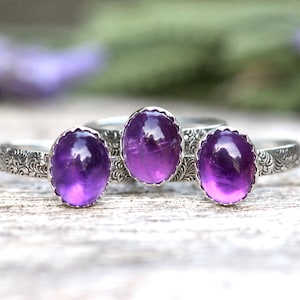 Amethyst Stacking Ring Amethyst Ring Sterling Silver February Birthstone Ring February Birthday Gift One Ring image 1