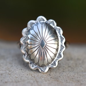 Sterling Silver Concho Ring Sterling Silver Statement Ring Southwestern Jewelry Southwestern Ring