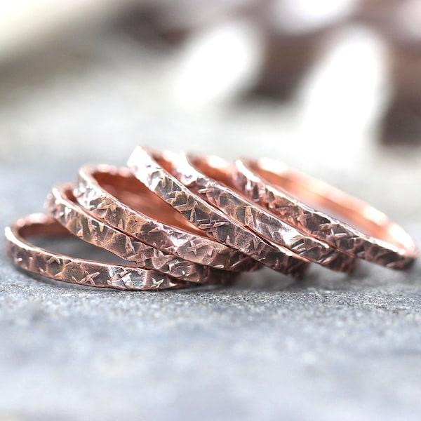 Copper Stacking Ring Stackable Copper Rings Hammered Copper Ring Textured Copper Ring Copper Band Stacking Rings Copper Jewelry ONE RING