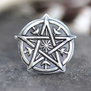 Sterling Silver Pentagram Ring Pentacle Ring Witch Ring Wiccan Ring Celestial Ring Witchy Ring Witchy Jewelry Statement Ring Mystic Style