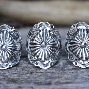 Silver Concho Ring Sterling Silver Shield Ring Southwestern Ring