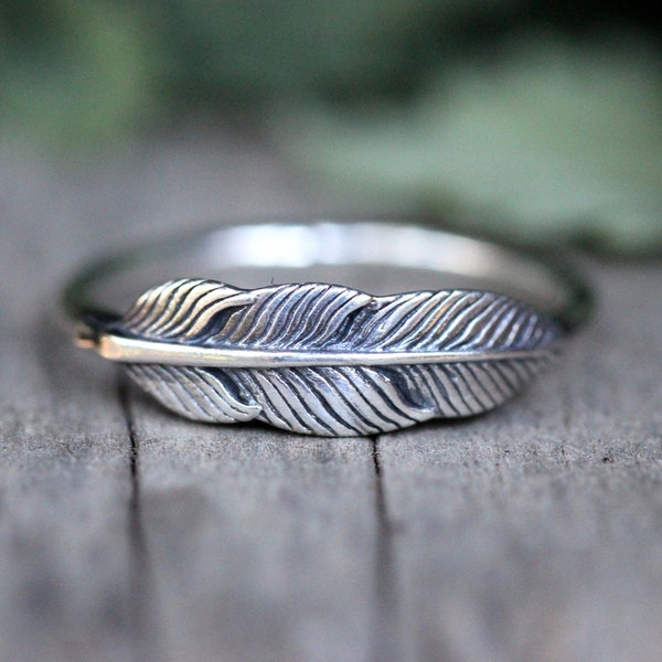 Feather Ring, Sterling Silver Feather Ring, Feather Rings for Women, Feather Ring Silver