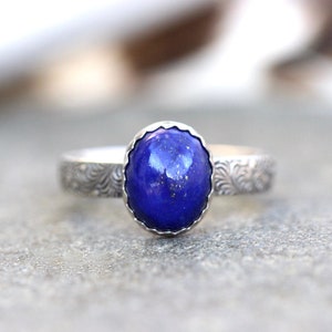 Silver Lapis Ring Sterling Silver Lapis Lazuli Ring Silver Stacking Ring