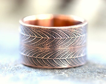 Copper Ring Thumb Ring Thick Ring Copper Feather Ring Copper Thumb Ring Wide Ring Copper Jewelry Feather Jewelry