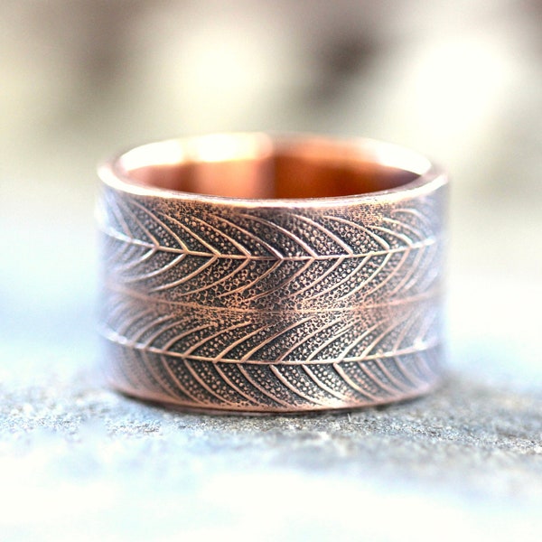 Copper Ring Thumb Ring Thick Ring Copper Feather Ring Copper Thumb Ring Wide Ring Copper Jewelry Feather Jewelry