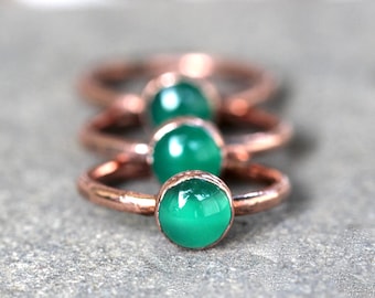 Green Onyx Ring Raw Crystal Ring Raw Stone Ring Electroformed Jewelry Electroformed Ring