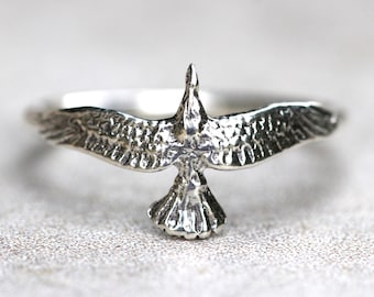 Sterling Silver Thunderbird Ring Hawk Ring Silver Eagle Ring Silver Stacking Ring