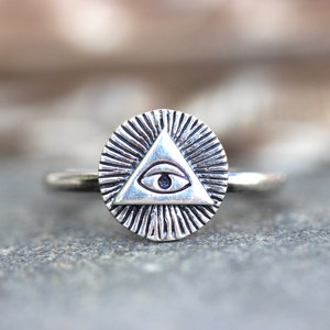 All Seeing Eye Ring Evil Eye Ring Silver Sterling Silver Eye Ring Eye of Providence Ring Witch Ring Evil Eye Jewelry Silver Stacking Ring