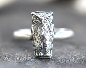 Owl Ring Sterling Silver Owl Ring Owl Jewelry Cottagecore Ring Woodland Ring Forest Ring Witch Ring Owl Jewelry Witch Ring