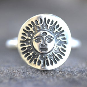 Sterling Silver Sun Ring Sun Face Ring Celestial Ring Celestial Jewelry Star Ring Tarot Ring Tarot Jewelry Witch Ring Witchy Ring WhimsiGoth