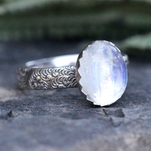 Rainbow Moonstone Ring Sterling Silver Moonstone Ring Moonstone Stacking Ring image 1