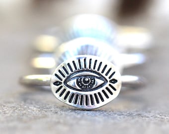 Evil Eye Ring Silver All Seeing Eye Ring Sterling Silver Eye Ring Witch Ring Evil Eye Jewelry Silver Stacking Ring