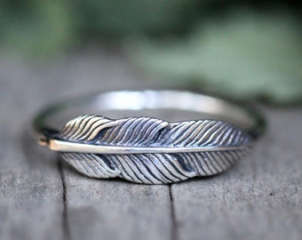 Feather Ring, Sterling Silver Feather Ring, Feather Rings for Women, Feather Ring Silver