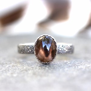 Smoky Quartz Ring Sterling Silver Smoky Quartz Ring Silver Stacking Ring