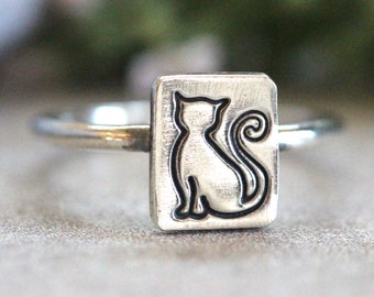 Cat Ring Crazy Cat Lady Ring Silver Cat Ring Silver Stacking Ring Sterling Silver Ring Silver Rings Cat Jewelry Cat Lover Animal Ring