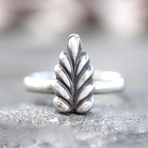 Sterling Silver Leaf Ring Feather Ring Silver Leaf Rings Nature Ring Fern Ring Silver Fern Jewelry Feather Jewelry Silver Stacking Rings