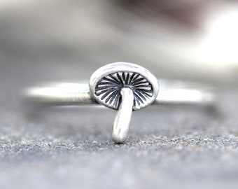 Mushroom Ring Mushroom Jewelry Sterling Silver Forest Ring Fairy Ring Nature Ring Woodland Ring