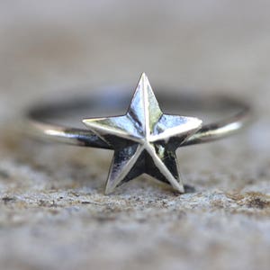 Star Ring Sterling Silver Star Ring Sterling Silver Stacking Ring Silver Stacking Rings Silver Star Rings Star Jewelry Dainty Ring