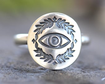 Evil Eye Ring Silver All Seeing Eye Ring Sterling Silver Eye Ring Witch Ring Witch Jewelry Whimsigoth Evil Eye Jewelry Silver Stacking Ring