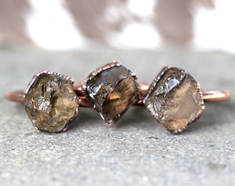 Smoky Quartz Ring Raw Crystal Ring Raw Stone Ring Electroformed Jewelry Electroformed Ring