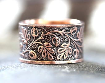 Copper Ring Thumb Ring Thick Ring Copper Leaf Ring Copper Thumb Ring Wide Ring Copper Jewelry Leaf Jewelry