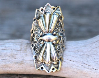 Sterling Silver Concho Ring Silver Shield Ring Butterfly Concho Ring Southwestern Ring Chunky Silver Ring