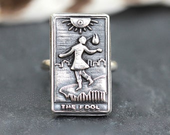 Sterling Silver Tarot Card Ring Tarot Jewelry The Fool Ring Major Arcana Ring Witch Ring Witch Jewelry The Fool Tarot Card Ring Witchy Ring