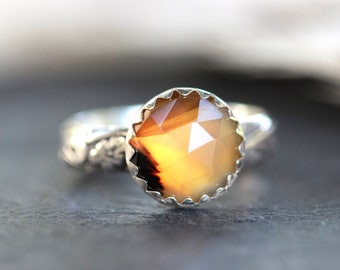 Sterling Silver Montana Agate Ring Gemstone Statement Ring Silver Floral Ring Agate Jewelry Montage Agate Jewelry