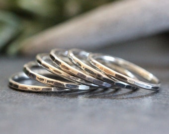 Simple Silver Ring Silver Stacking Rings Silver Rings Stackable Rings Hammered Ring One Ring