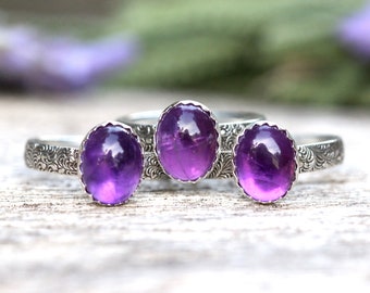 Amethyst Stacking Ring Amethyst Ring Sterling Silver February Birthstone Ring February Birthday Gift One Ring