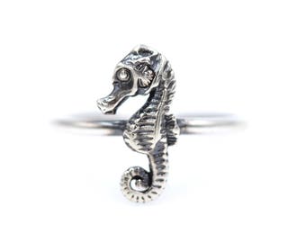 Anello cavalluccio marino - Gioielli in argento sterling con motivo oceanico