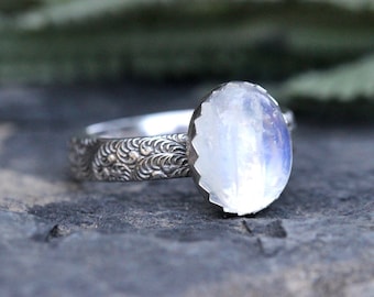 Rainbow Moonstone Ring Sterling Silver Moonstone Ring Moonstone Stacking Ring