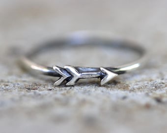 Sterling Silver Arrow Ring, Dainty Stacking Band