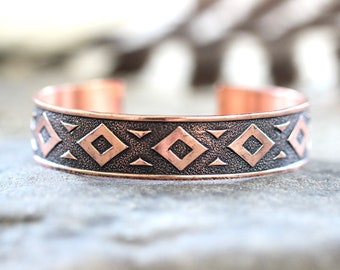 Bracelet manchette en cuivre Bracelet en cuivre massif Bracelet style sud-ouest Bracelet en cuivre pur Manchette en cuivre pour femme