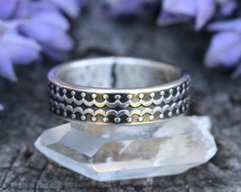 Thick Silver Ring Sterling Silver Stacking Ring Unique Mens Ring Silver Ring Band Silver Stackable Ring Wide Silver Ring Pattern Ring Band