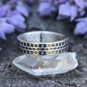 Thick Silver Ring Sterling Silver Stacking Ring Unique Mens Ring Silver Ring Band Silver Stackable Ring Wide Silver Ring Pattern Ring Band
