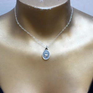 Sacred Heart Necklace Sterling Silver Sacred Heart of Jesus Catholic ...