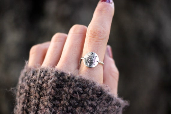 Bague Oeil Sterling Argent Mal fique Bague Tous Voir Anneau Oeil