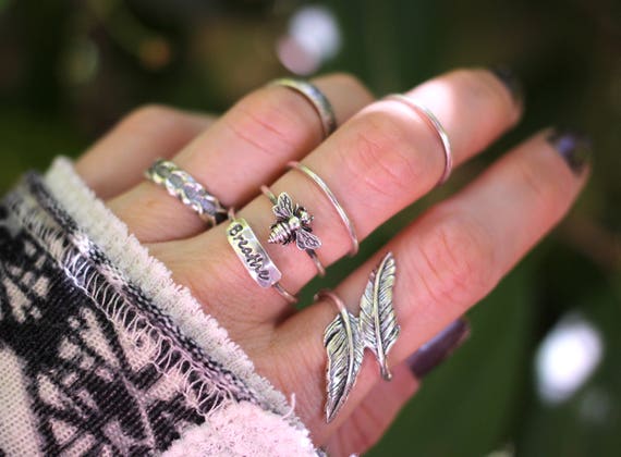 Silver Bee Ring Sterling Silver Stacking Rings Bee Ring Silver Bee Ring Sterling Silver Stacking Rings Bee Ring