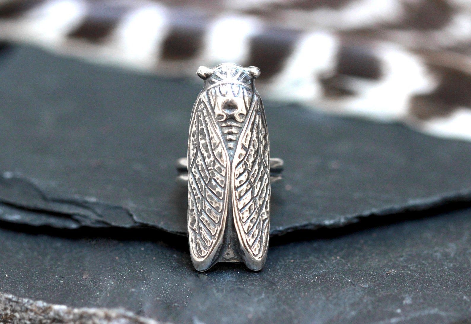 Silver Cicada Ring Sterling Silver Locust Ring Insect Ring Statement ...