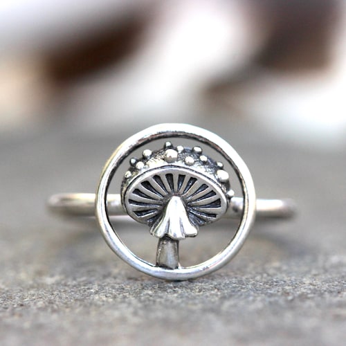 Mushroom Ring Mushroom Jewelry Sterling Silver Forest Ring Etsy