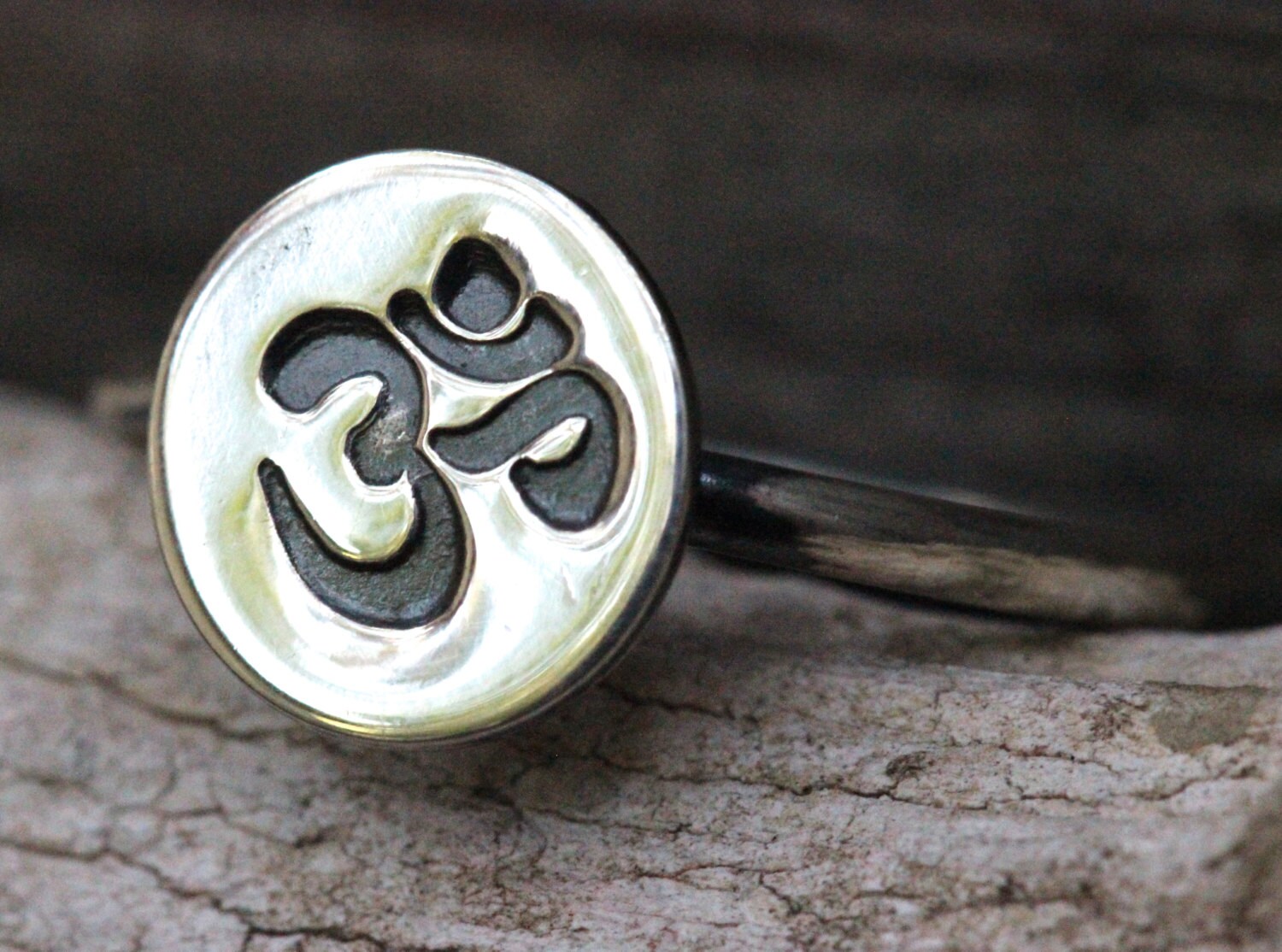 Sterling Silver Stacking Ring Om Ring Ohm Ring Yoga Ring Yoga Etsy