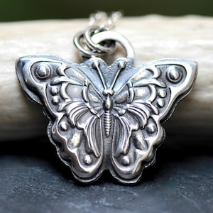 Sterling Silver Butterfly Necklace Art Nouveau Butterfly Pendant Butterfly Jewelry Silver Butterfly Pendant Necklace Insect Necklace
