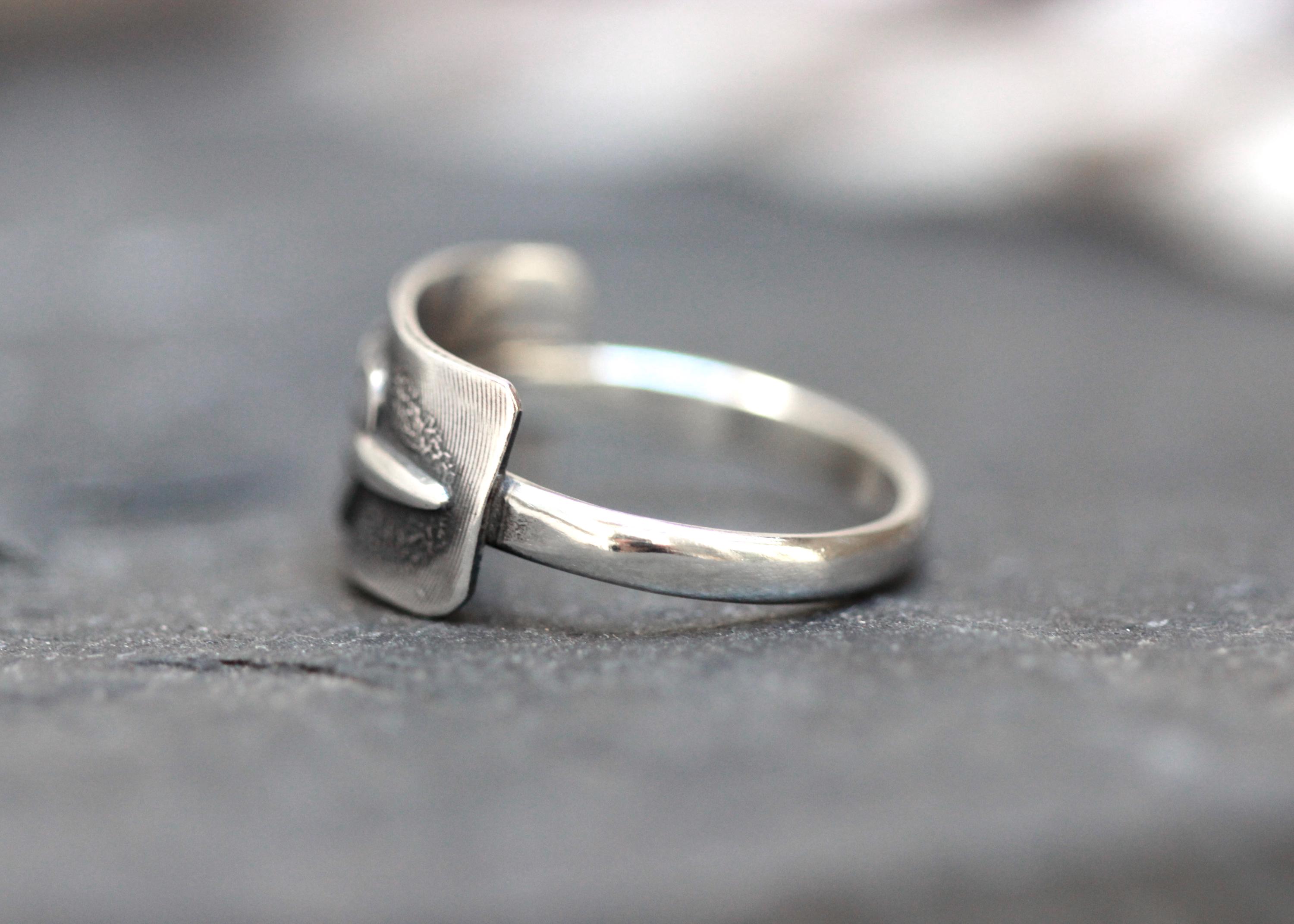 Sterling Silver Heart and Dagger Ring Heart Sword Ring Pierced