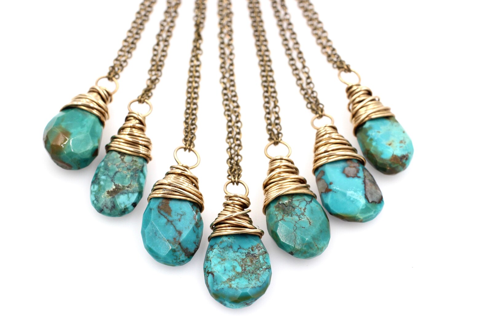 Long Turquoise Necklace Blue Stone Necklace Long Bohemian Etsy