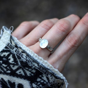 Rainbow Moonstone Ring Sterling Silver Moonstone Ring Moonstone Stacking Ring image 7