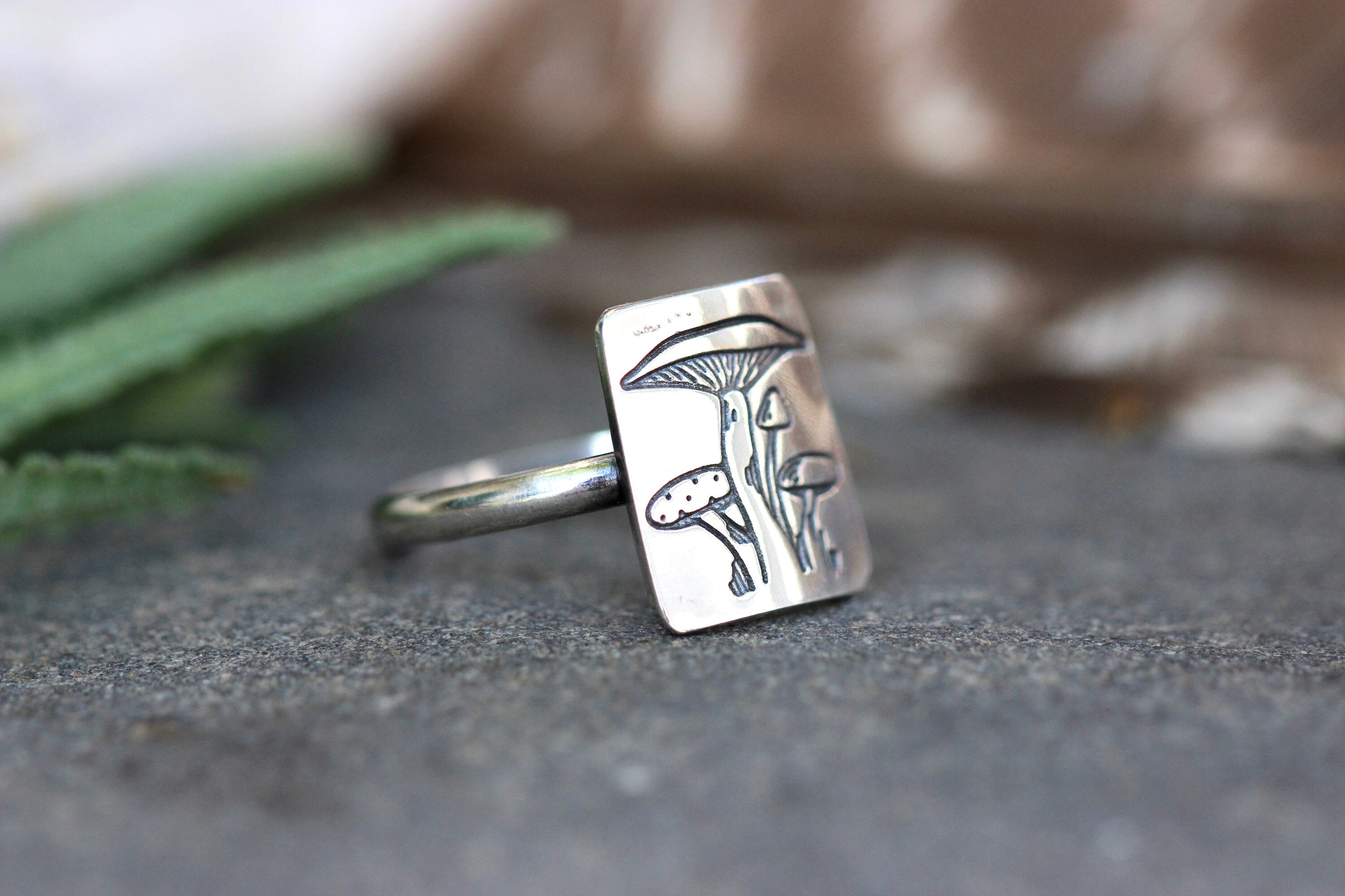 Mushroom Ring Mushroom Jewelry Sterling Silver Forest Ring Etsy