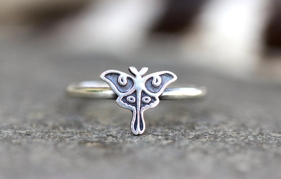 Silver Luna Moth Ring Luna Moth Jewelry Sterling Silver Moth Ring Insect Ring Entomology Ring Butterfly Ring Nature Ring Cottagecore Ring
